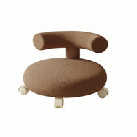 Boucle Stool with Wheels Upholstered Rolling Stool Mobile Ottoman for Kids, Bedroom