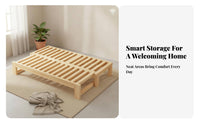 Extendable Wooden Sofa Bed Space-Saving Design Solid Wood Pull out Bed Easily Converts Extendable Daybed with Storage for Small Areas, Apartment