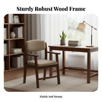 Minimalist Aesthetic Upholstered Wooden Armchair High-Rebound Cushion Upholstered Reading Seat Ergonomic Design Desk Chair Sturdy Structure for Office Workers, Students, Homeowners, Study Room, Bedroom