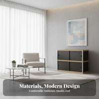 mid-centurymid-century-1900s Modern Design Fluted Glass Door Cabinet Vintage design Sideboard Large Capacity Credenza Multi-Functional for Homeowners, Apartment Dwellers, Dining Room, Entryway, Kitchen