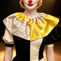 Ruffled Satin Clown Neckline Elastic Ruffle Costume Accessories for Ruffled Satin Clown Collars, Entertainers, Stage Performance