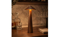 Rechargeable Table Lamp Conical Shade Cordless Table Lamp Solid Wood Press Control