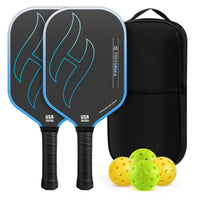 2 Pieces Pickleball Paddle Set with Balls Carbon Fiber Pickleball Set with Bag Sporting Goods Matte Long-Lasting for Players