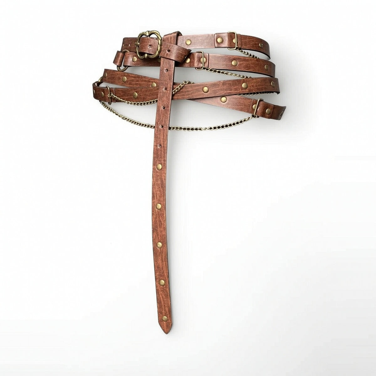 Belt with Chains Adjustable Belt with Embossed Patterns Viking for Cosplayers