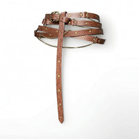 Belt with Chains Adjustable Belt with Embossed Patterns Viking for Cosplayers