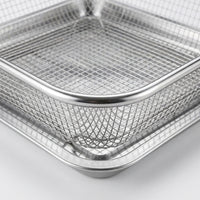 Kitchen Colander and Vegetable Colander, Stainless Steel Rectangular Mesh Washing Basket with Shallow Tray, Fruit Colander for Food Processing