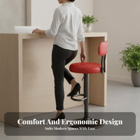 Stable Round Base Adjustable Swivel Stool Integrated Footrest Adjustable Swivel Stool with Backrest Floor Protection Loop Bar Chair Wide Padded Seat for Business Owners, Homeowners, Counter, Reception Desk, Kitchen, Cafe