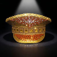 Jeweled Hat Lustrous Hat with Rhinestones Ornate Embellished Cap for Entertainers, Stage Performances, Themed Events