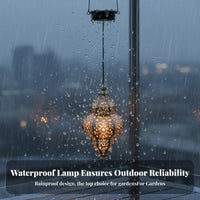 Waterproof Solar Powered Moroccan Lantern Energy Saving Hexagonal Solar Lantern Automatic On/deactivate for Patio, Yard, Balcony