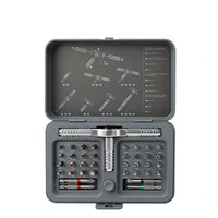 Molded Compartments Ratcheting Screwdriver Set Textured Grip Socket Driver Set Gray Multi-Bit Screwdriver Kit