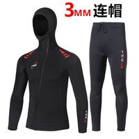 连帽子潜水服男3mm分体长袖护头套冲浪冬泳保暖帆船游泳保暖衣裤