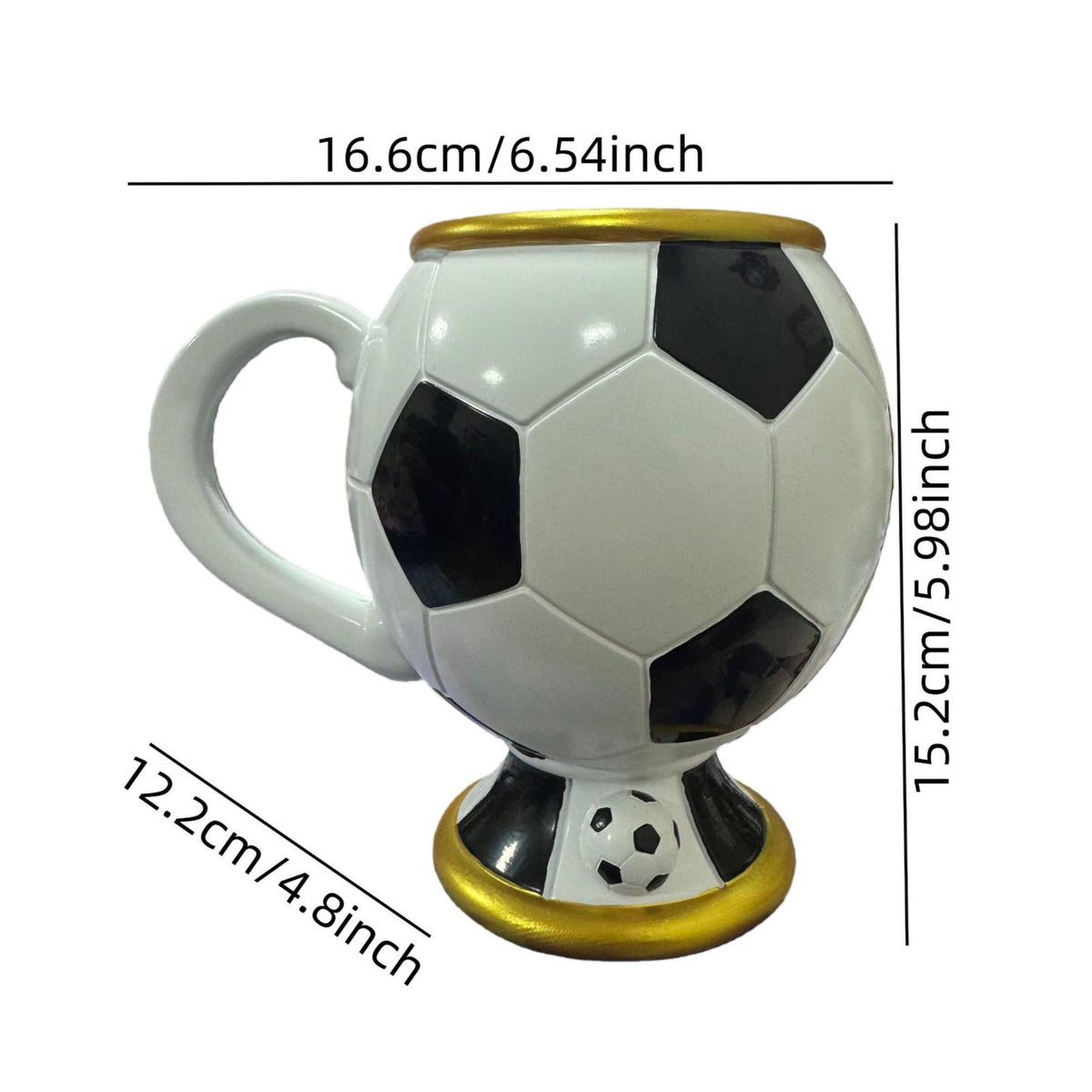 Stainless Steel Global Soccer Championship Souvenir Mug Resin 3D Soccer Ball Mug Collectible Football Cup Glossy Finish for Match Watching, Collecting