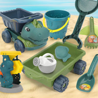 Beach Sand Toy Cart with Tools Children's Sand Cart Beach Wagon Toy Set Rectangular Tray Long Handle for Sandbox