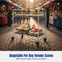 Folding Push Cart, Mobile Promotion Rack, Snack Display Flower Cart, Multi-Scene Use, Durable Metal, Easy Storage, for Sushi