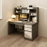 Ample Storage Space Solid Wood Desk Bookcase Combo Multi-Functional Student Workstation with Drawers Modern Design Study Desk with Bookshelf Low Formaldehyde for Students