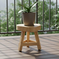 Three Leg Plant Stand Nordic Style Wooden Plant Stand Space Saving Tri-Leg Stool for Balcony