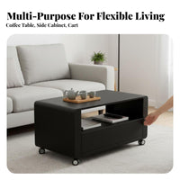 With casters 2-Tier Rolling Side Table Space-Saving Mobile Storage Multi-Functional Household Furniture space-efficient Design for Apartment Dwellers, Homeowners, Office Workers, Living Room, Small Spaces, Bedroom, Kitchen