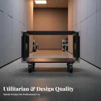 With Wheels Rolling Flight Case Rack High Load Capacity Wheeled Equipment Rack Portable Design Sound System Cabinet Heavy-Duty Construction for Home KTV Users, Audio Engineers, Event Technicians, Live Performances, Stage, Recording Studio, Touring