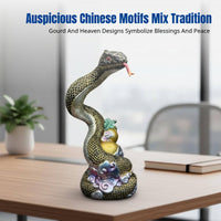 Snake Sculpture, Resin Figurine, Office & Living Room Decoration, Chinese Artistic Design