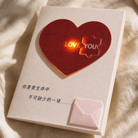 Voice Recording Light-Up Heart Puzzle Greeting Card for Couples