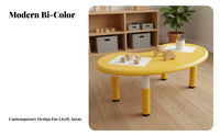 Kindergarten Half Moon Table Rounded Corners Kids Moon Shaped Table Easy to Clean Adjustable Activity Desk for Young Children, Home, Playroom