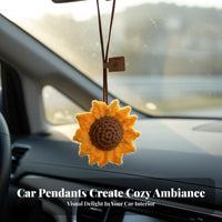 Cute Design Crochet Ice Cream Cone Ornament Soft Material Knitted Car Interior Charm Eye-Catching for Girls, Teens, Home, Office, Backpack