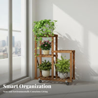 Mobile with casters 3-Tier Corner Plant Stand Space-Saving 3-Tier Corner Plant cart Large Capacity Flower Rack Sturdy Construction for Home Decorators, Apartment Dwellers, Homeowners, Balcony, Indoor, Living Room, Office