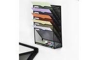 6-Tier Mesh File Rack with Bottom Shelf Metal Mesh File Organizer Space-Saving Document Organizer Industrial for Professionals, Students, Office, Study Room, Workstation
