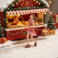Rose-Colored Dress Miniature Girl Hand Painted Home Decor Detailed Craftsmanship