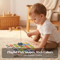 Early Education Wooden Letter Fishing Toy Fine Movement Skills Development Alphabet Number Activity Set Board Hand-Eye Coordination Alphabet Number Activity Set Polished Edges for Preschoolers, Kids, Toddlers, Daycare, Classroom