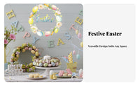Easter Egg Wreath Self Easter Wall Decal Peel and Bunny Window for Kids, Families, Refrigerator, Glass Panes, Nursery