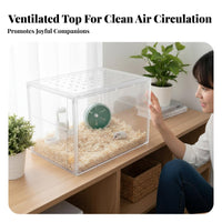 safeResistant Clear Acrylic Pet Habitat chew-resistantResistant Transparent Pet Terrarium Easy to Clean Small creature enclosure Ventilated for Hamster Owners, invertebrate Keepers, cold-blooded pet fans, Desktop, Indoors, Bedroom, Living Room