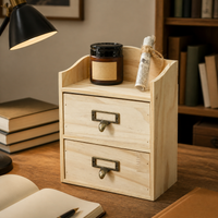 Wood Desktop Storage Drawers, 18L Desk Accessories & Storage for Students, Modern Office Organizer with 2 Drawers
