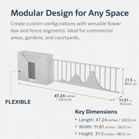 Galvanized Metal Outdoor Planter Box, Large Planters for Outdoor Plants, Modern Minimalist Flower Box Divider for Garden Patio Businesses
