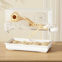 Syrian Hamster Cage 3-Tier Luxury Villa, Large Habitat for Gerbil Chinchilla, Multi-Level Small Animal House with No Wheel or External Tubes