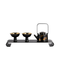 Chinese Tea Set Footed Cups Dark Tea Set Curved Spout Ceramic Ware