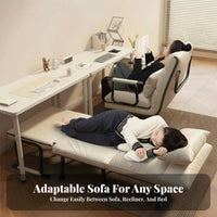 Foldable Design transformable creamy whiteice Nap Chair Multi-Functional Folding Lounger Space-Saving Indoor Seating Padded Seat for Remote Workers, Adults, Students, Small Spaces, Study Room