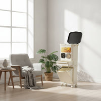 Kitchen Trash Bin with Drawer Slim Cabinet Trash Can with Wheels Space-Saving