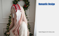 Princess Christmas Headband, Feather Brooch, Handmade Mini Hat, Kids Festive Hair Accessory