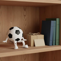Stress Relief Sitting Soccer Ball Figurine Articulated Legs Desktop Soccer Decor Creative Design Football Character Ornament Sports Aesthetic for Children, Office, Car Dashboard, Bookshelf