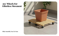 360° Rotating Wheels Mobile Base for Storage Box Effortless Gliding Computer Case Rolling Stand Heavy Duty Wooden Rolling Plant Stand Space Saving for Gardeners, Elderly, Office, Balcony, Patio