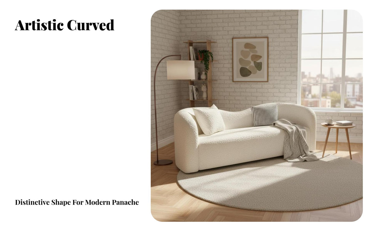 Curved Sectional Creamy visually pleasing Curved sectional Couch Three-Seater Sofa for Apartment Dwellers, Homeowners, Living Room, styling studio, Reception Area