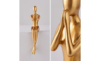 Gilded Gold Faceless Human Figurine Minimalist Resin Figurine Nordic Shelf Ornament Modern for Bookshelf, Entryway, Living Room, Office