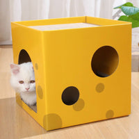 Sturdy Construction Cheese Box Cat Scratcher Long-Lasting Cardboard Cat Scratcher