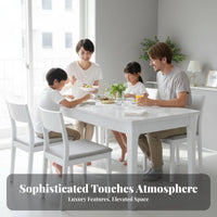 7 Pieces Rectangular 6-Seater Dining Suite Minimalist design Rectangular Dining Table Set Modern Design Household Furniture for Families, Kitchen, Home