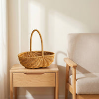 Imitation Rattan Pumpkin Basket Woven Basket with Handle Decorative Farmhouse for Gift Presentation