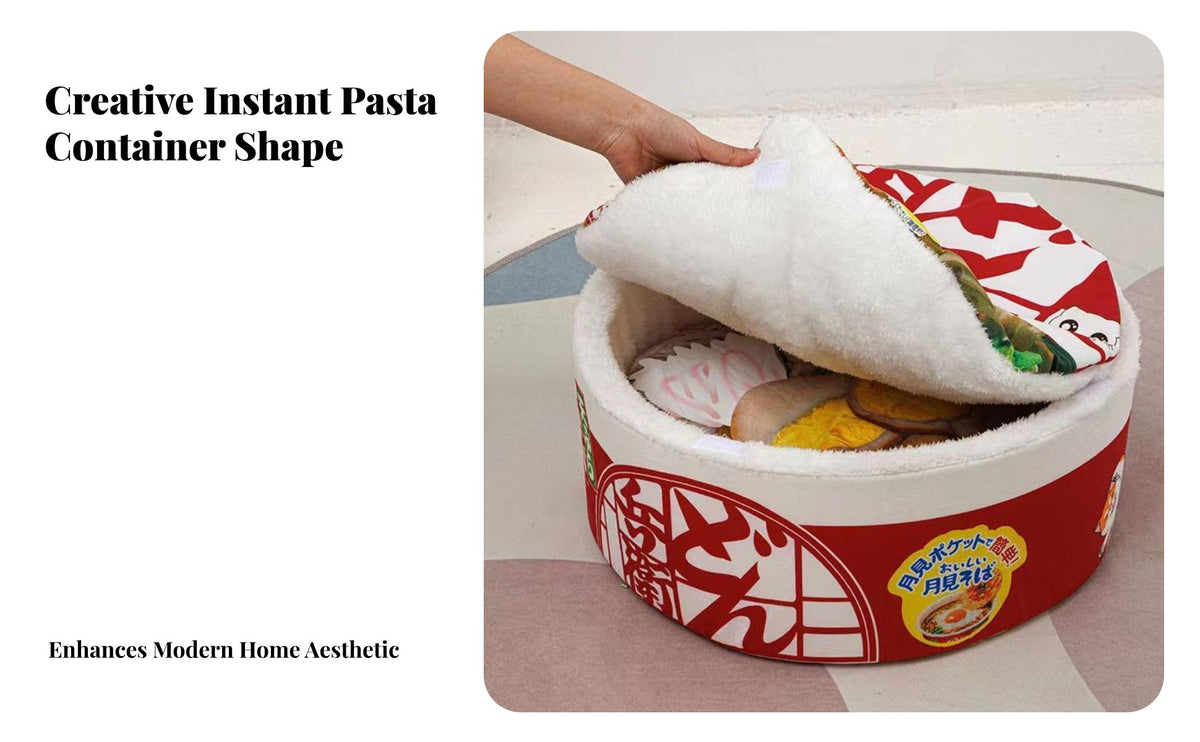 Instant Noodle Pet Bed Removable and Washable Ramen Cup Cat Bed Soft Food Themed Pet House for Small Dog Owners, Indoors, Living Room, Bedroom