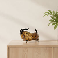 Glass Bovine Tabletop Bull Ornament Artistic Sculpture for Office, Bookshelf