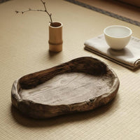 Artisan-Made Freeform Wooden Tray Hollowed Wooden Snack Tray Raised Edges Serving Platter Shallow Rim