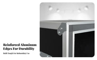 Aluminum-Reinforced Frame Rolling Amplifier Cabinet ruggedDuty Construction travel case high-grade Audio Equipment Rack Portable for Sound Engineers, Event Technicians, Touring, in-person Performances, in-person music events, on the travel